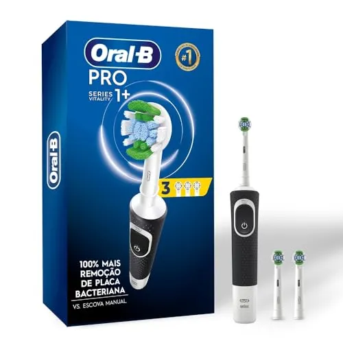 Oral-B Pro Series 1+, Escova De Dentes Eltrica, Cabea Redonda, Cabo Ergonmico, 3 Refis Precision Clean, Preta